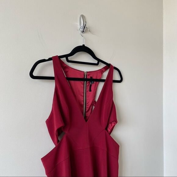 Jay Godfrey - Krooger Deep V Cut Out Mini Dress Red (Size:10) - Picture 5 of 12